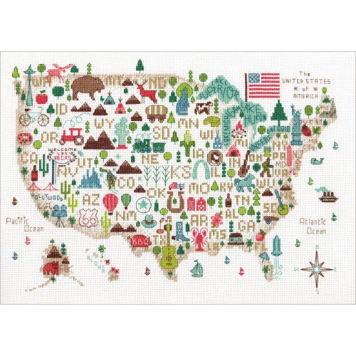 (image for) Illustrated USA Counted Cross Stitch Kit